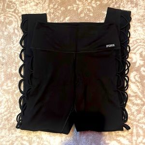 Pink Ultimate Leggings high waisted crisscross side sheer leggings